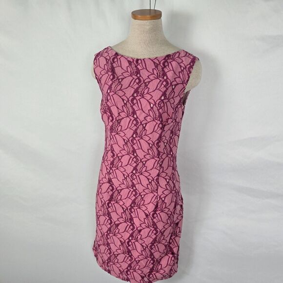 PIT Amsterdam Dress Women's 4 Pink Embroidered Sleeveless Mini Back Zipper NWT - Picture 14 of 14